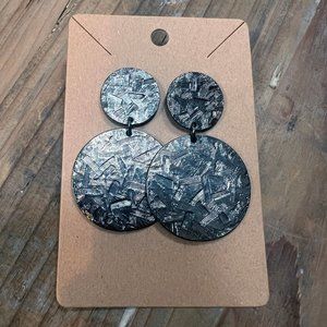 Brushed Pewter Circular Drop Earrings